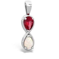 Lab Ruby Infinity 14K White Gold pendant P5050