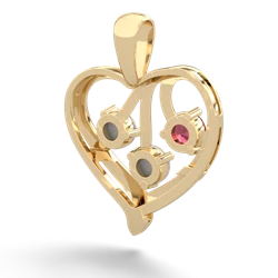 Lab Ruby Glowing Heart 14K Yellow Gold pendant P2233