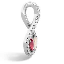 Lab Ruby Pave Twist 'One Heart' 14K White Gold pendant P5360