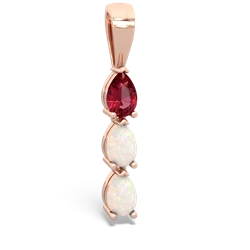 Lab Ruby Dew Drops 14K Rose Gold pendant P2251