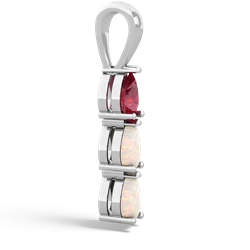 Lab Ruby Dew Drops 14K White Gold pendant P2251