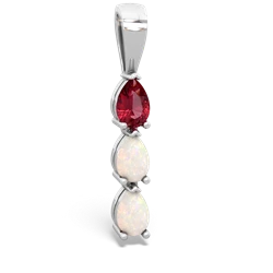 Lab Ruby Dew Drops 14K White Gold pendant P2251