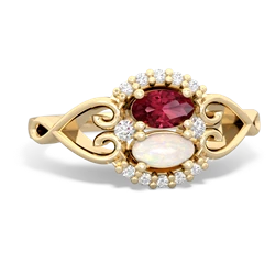 Lab Ruby Love Nest 14K Yellow Gold ring R5860