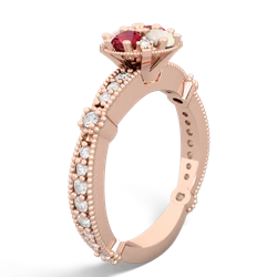 Lab Ruby Sparkling Tiara Cluster 14K Rose Gold ring R26293RD