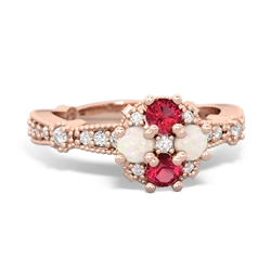 Lab Ruby Sparkling Tiara Cluster 14K Rose Gold ring R26293RD