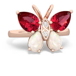 Lab Ruby Butterfly 14K Rose Gold ring R2215