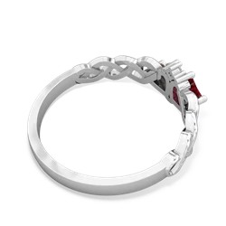 Lab Ruby Heart To Heart Braid 14K White Gold ring R5870