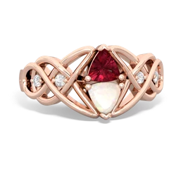 Lab Ruby Keepsake Celtic Knot 14K Rose Gold ring R5300