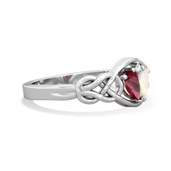 Lab Ruby Celtic Love Knot 14K White Gold ring R5420