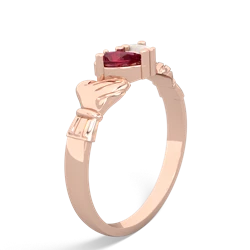 Lab Ruby 'Our Heart' Claddagh 14K Rose Gold ring R2388