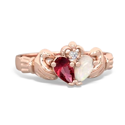 Lab Ruby 'Our Heart' Claddagh 14K Rose Gold ring R2388