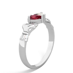 Lab Ruby 'Our Heart' Claddagh 14K White Gold ring R2388