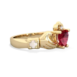 Lab Ruby Claddagh Keepsake 14K Yellow Gold ring R5245