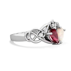 Lab Ruby 'One Heart' Celtic Knot Claddagh 14K White Gold ring R5322