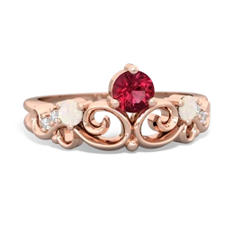 Lab Ruby Crown Keepsake 14K Rose Gold ring R5740