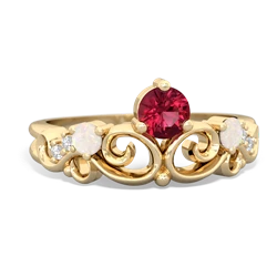 Lab Ruby Crown Keepsake 14K Yellow Gold ring R5740