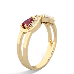 Lab Ruby Diamond Infinity 14K Yellow Gold ring R5390