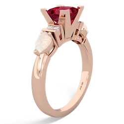 Lab Ruby 6Mm Princess Eternal Embrace Engagement 14K Rose Gold ring C2002
