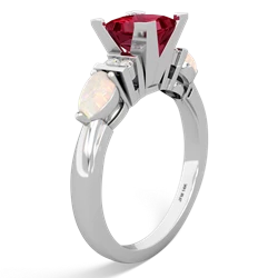 Lab Ruby 6Mm Princess Eternal Embrace Engagement 14K White Gold ring C2002