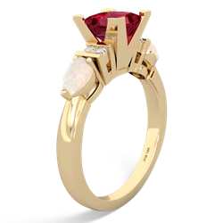 Lab Ruby 6Mm Princess Eternal Embrace Engagement 14K Yellow Gold ring C2002