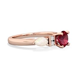 Lab Ruby 6Mm Round Eternal Embrace Engagement 14K Rose Gold ring R2005