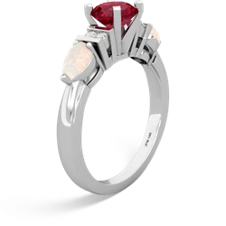 Lab Ruby 6Mm Round Eternal Embrace Engagement 14K White Gold ring R2005