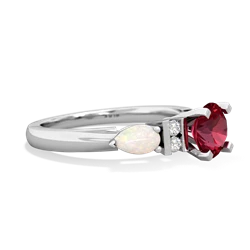 Lab Ruby 6Mm Round Eternal Embrace Engagement 14K White Gold ring R2005