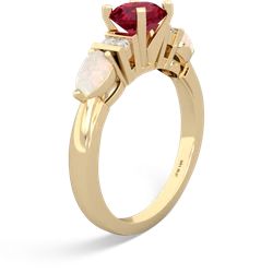 Lab Ruby 6Mm Round Eternal Embrace Engagement 14K Yellow Gold ring R2005