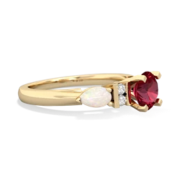 Lab Ruby 6Mm Round Eternal Embrace Engagement 14K Yellow Gold ring R2005