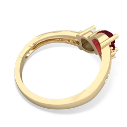 Lab Ruby Snuggling Hearts 14K Yellow Gold ring R2178