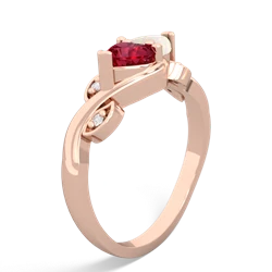 Lab Ruby Floral Elegance 14K Rose Gold ring R5790