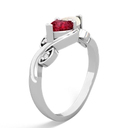 Lab Ruby Floral Elegance 14K White Gold ring R5790