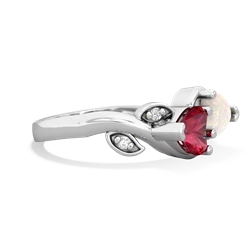 Lab Ruby Floral Elegance 14K White Gold ring R5790