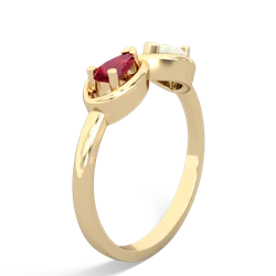 Lab Ruby Infinity 14K Yellow Gold ring R5050