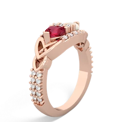 Lab Ruby Sparkling Celtic Knot 14K Rose Gold ring R2645