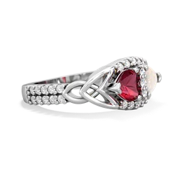 Lab Ruby Sparkling Celtic Knot 14K White Gold ring R2645