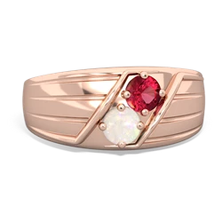 Lab Ruby Men's Streamline 14K Rose Gold ring R0460