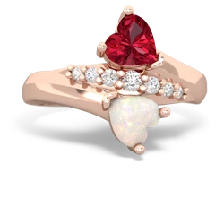 Lab Ruby Heart To Heart 14K Rose Gold ring R2064