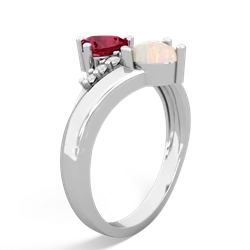 Lab Ruby Heart To Heart 14K White Gold ring R2064