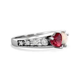 Lab Ruby Heart To Heart 14K White Gold ring R3342