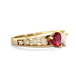 Lab Ruby Heart To Heart 14K Yellow Gold ring R3342