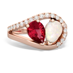Lab Ruby Nestled Heart Keepsake 14K Rose Gold ring R5650