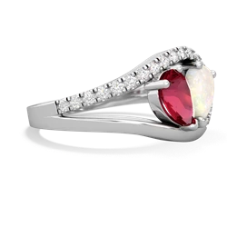 Lab Ruby Nestled Heart Keepsake 14K White Gold ring R5650