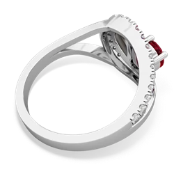 Lab Ruby Nestled Heart Keepsake 14K White Gold ring R5650