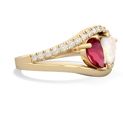 Lab Ruby Nestled Heart Keepsake 14K Yellow Gold ring R5650