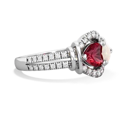 Lab Ruby Art-Deco Keepsake 14K White Gold ring R5630