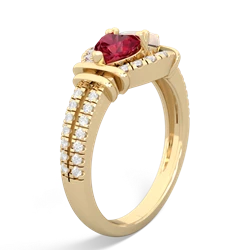 Lab Ruby Art-Deco Keepsake 14K Yellow Gold ring R5630