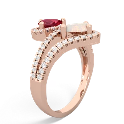 Lab Ruby Diamond Dazzler 14K Rose Gold ring R3000