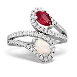 Lab Ruby Diamond Dazzler 14K White Gold ring R3000