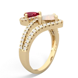 Lab Ruby Diamond Dazzler 14K Yellow Gold ring R3000